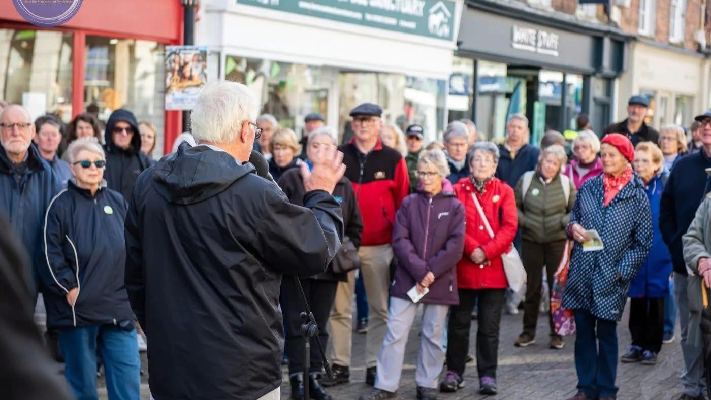 Stewart Palmer addresses the STAND protest